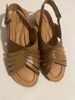 Earth Tan Brown Woven Slingback Sandals for Women